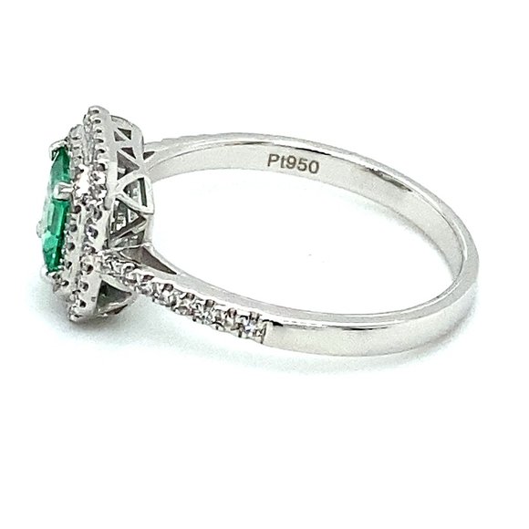 Certified Emerald .50ct Diamonds 950 Platinum Ring - Picture 6 of 10